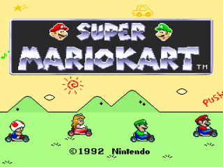 Super Mario Kart title screen for Super Famicom
